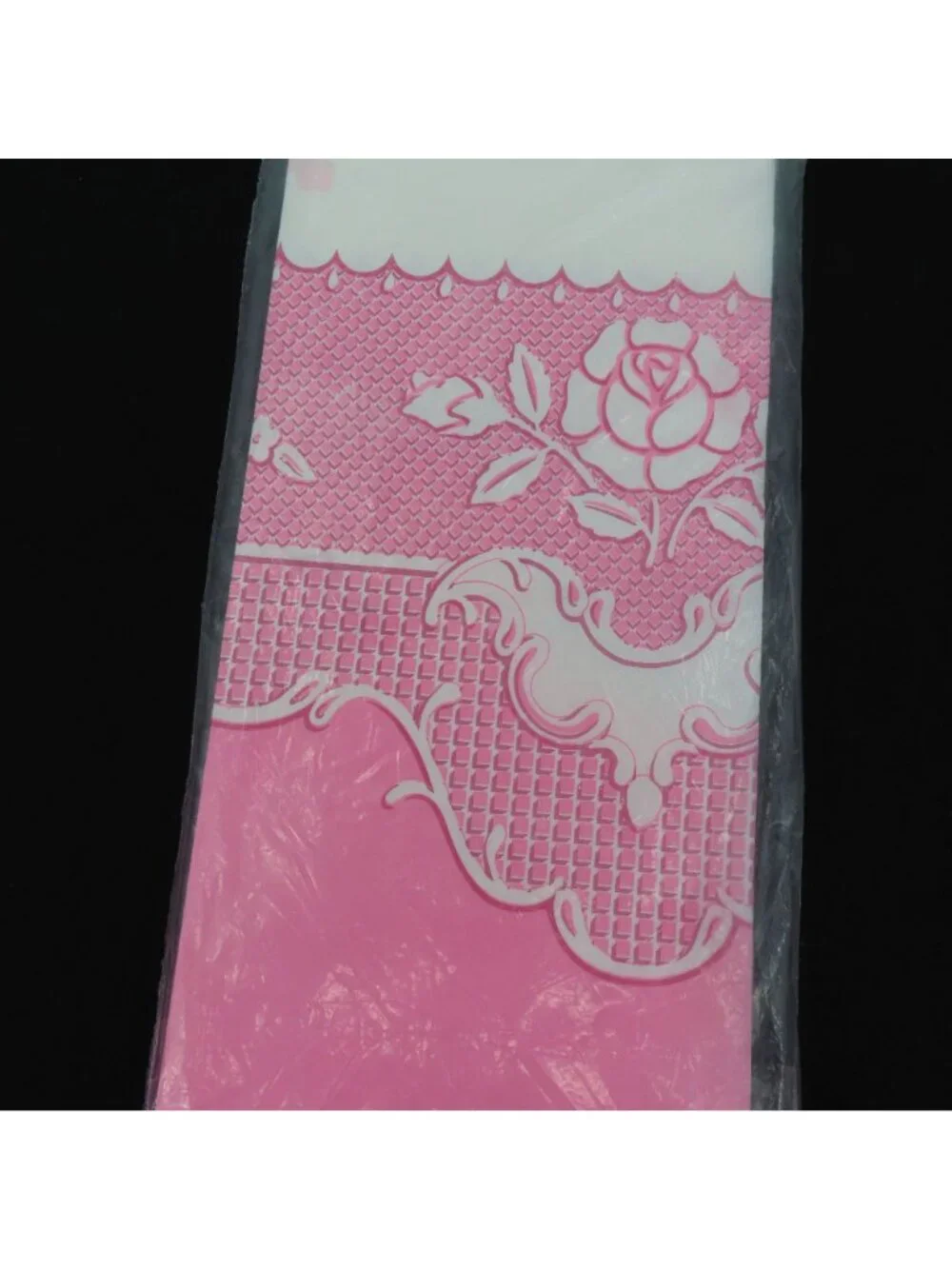 Hallmark Party Pink White Rose Scroll Rectangle Table Cover 54in x 102in NEW